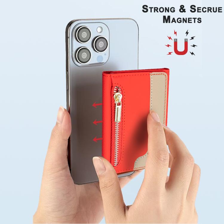 Zipper Leather Horizontal Magnetic Wallet Card Bag Case