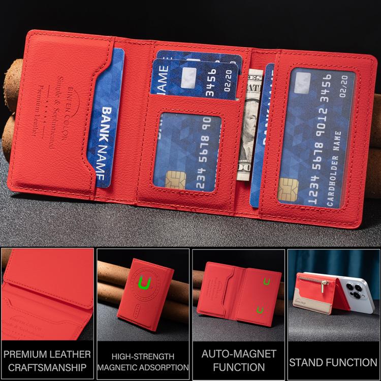 Zipper Leather Horizontal Magnetic Wallet Card Bag Case