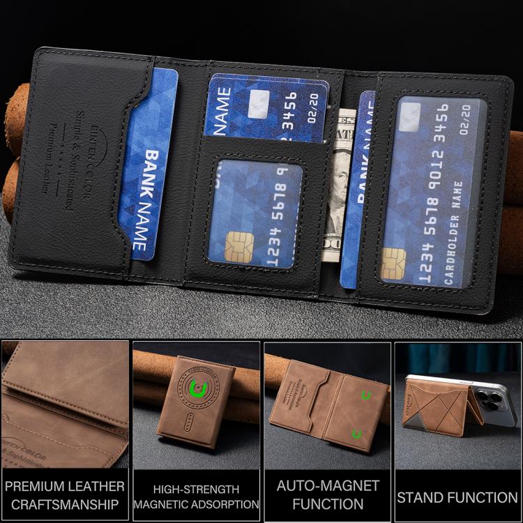 Zipper Leather Horizontal Magnetic Wallet Card Bag Case