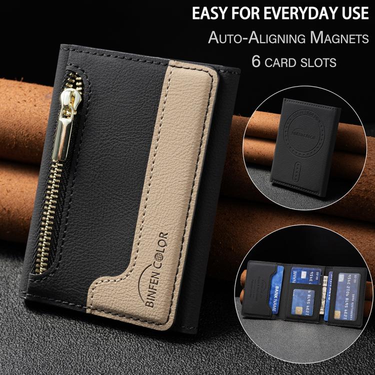 Zipper Leather Horizontal Magnetic Wallet Card Bag Case