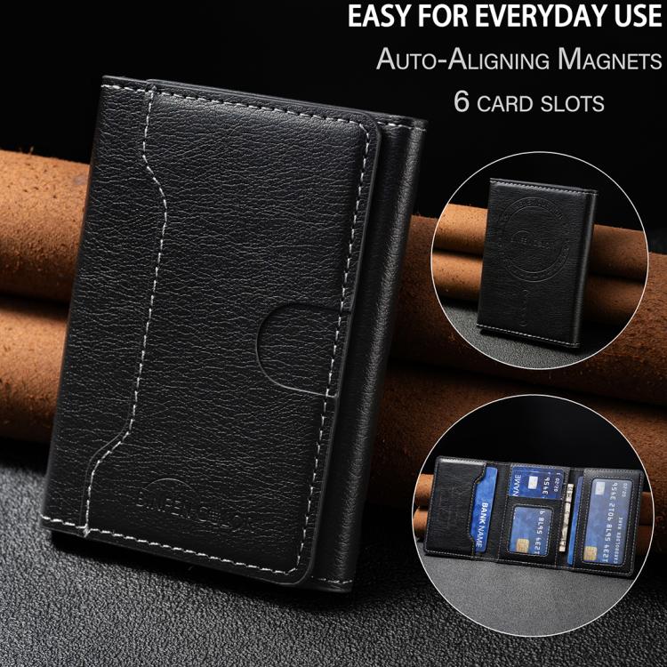 Oily Leather Horizontal Magnetic Wallet Card Bag Case