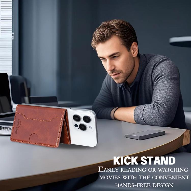Oily Leather Horizontal Magnetic Wallet Card Bag Case