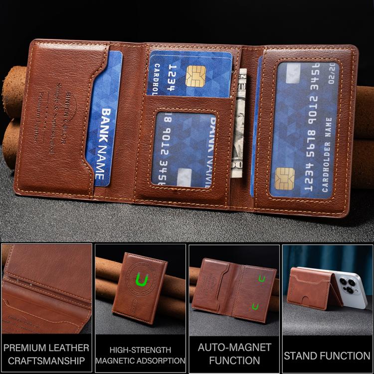 Oily Leather Horizontal Magnetic Wallet Card Bag Case