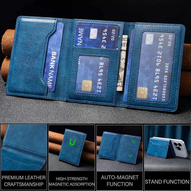 Oily Leather Horizontal Magnetic Wallet Card Bag Case
