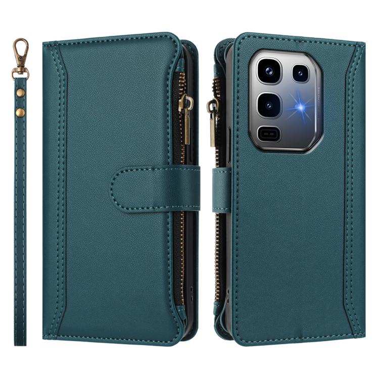 For Infinix Note 50 Pro+ 5G Magnetic Closure 9 Card Slots Zipper Leather Case with Hand Strap