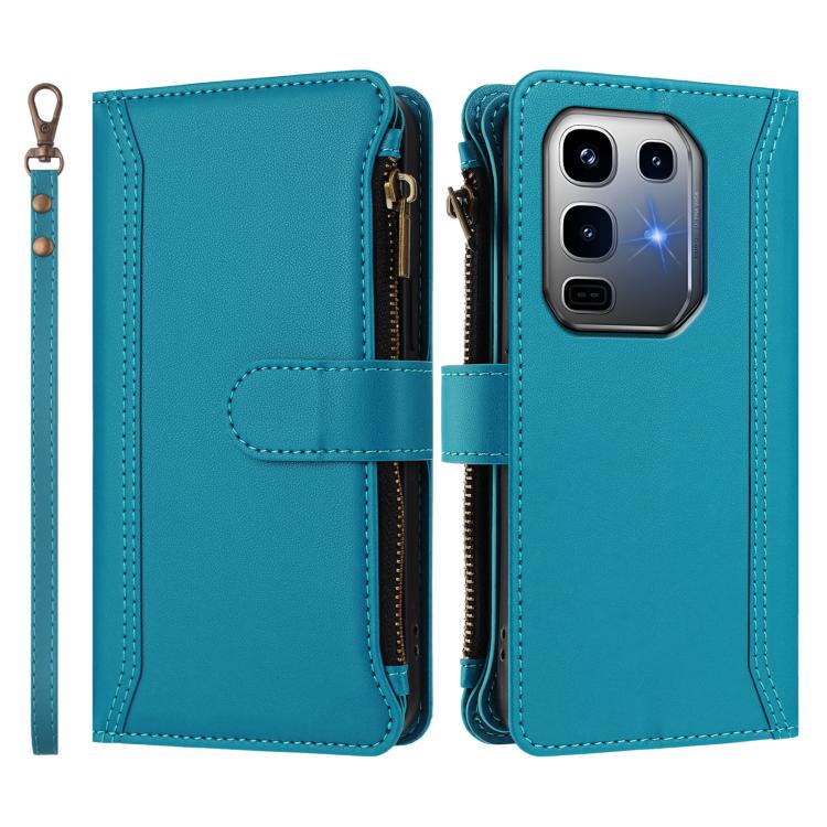 For Infinix Note 50 Pro+ 5G Magnetic Closure 9 Card Slots Zipper Leather Case with Hand Strap