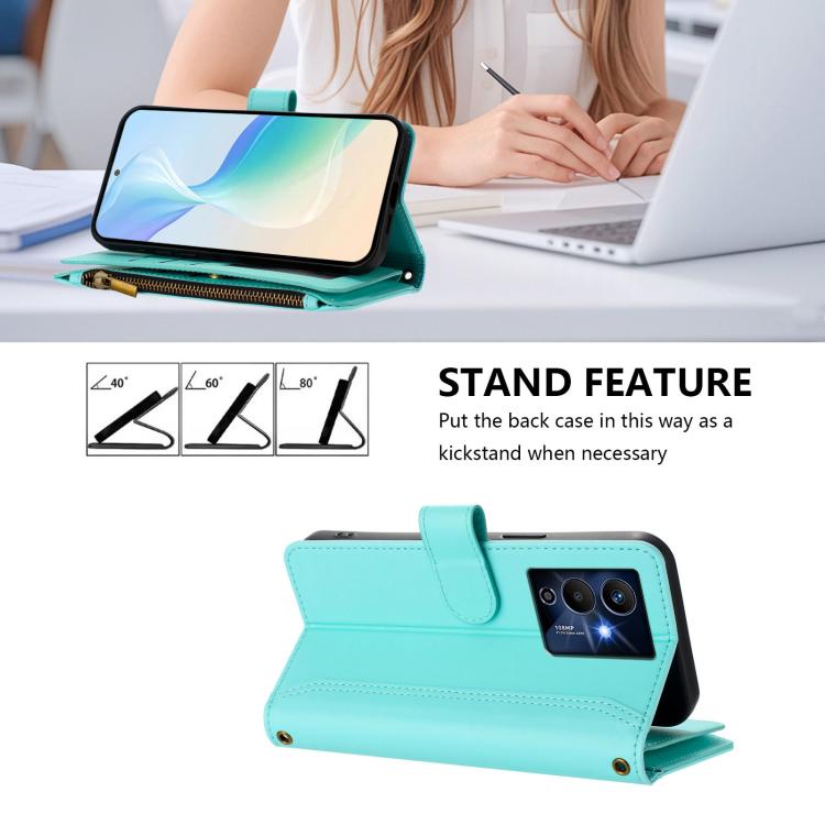 For Infinix Note 12 Pro 5G Magnetic Closure 9 Card Slots Zipper Leather Case with Hand Strap