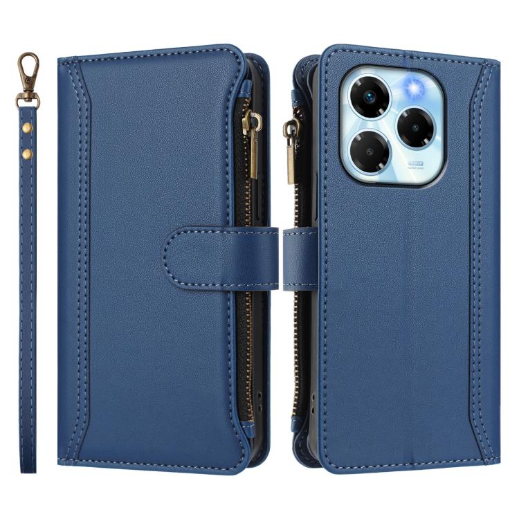 For Infinix Note 40X 5G Magnetic Closure 9 Card Slots Zipper Leather Case with Hand Strap