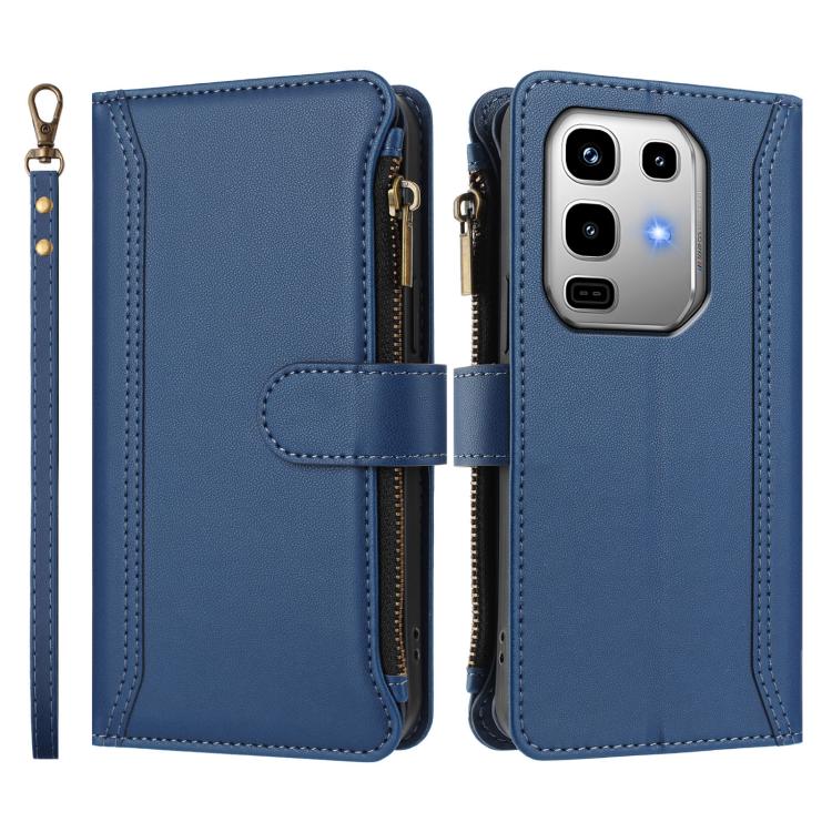 For Infinix Note 50 Pro 4G / 50 4G Magnetic Closure 9 Card Slots Zipper Leather Case with Hand Strap