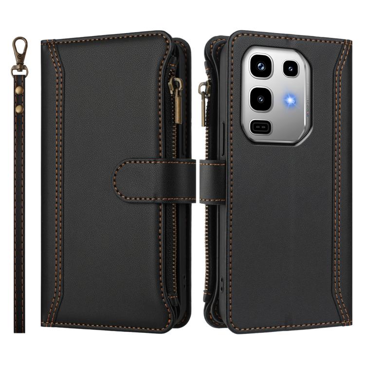 For Infinix Note 50 Pro 4G / 50 4G Magnetic Closure 9 Card Slots Zipper Leather Case with Hand Strap