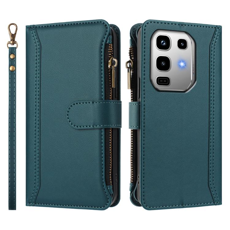 For Infinix Note 50 Pro 4G / 50 4G Magnetic Closure 9 Card Slots Zipper Leather Case with Hand Strap