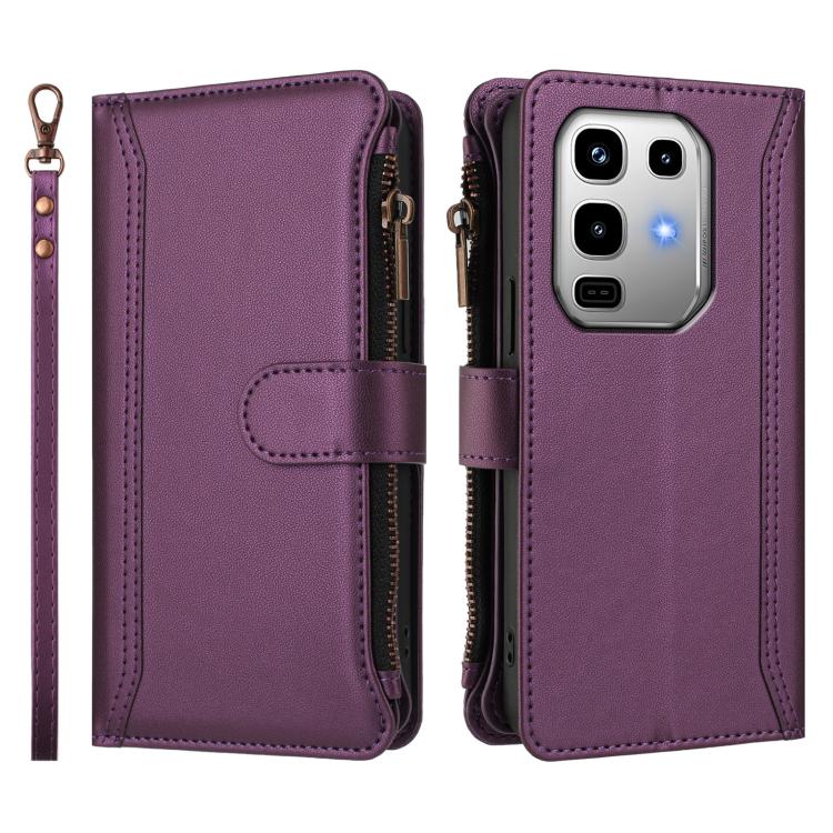 For Infinix Note 50 Pro 4G / 50 4G Magnetic Closure 9 Card Slots Zipper Leather Case with Hand Strap
