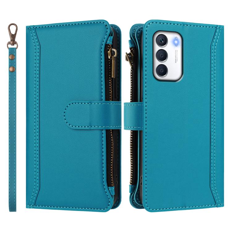 For Infinix Zero 5G 2023 Magnetic Closure 9 Card Slots Zipper Leather Case with Hand Strap