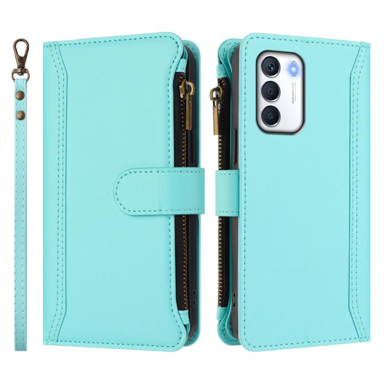For Infinix Zero 5G 2023 Magnetic Closure 9 Card Slots Zipper Leather Case with Hand Strap