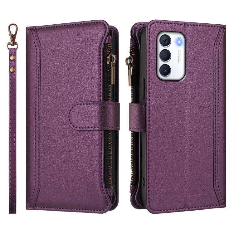 For Infinix Zero 5G 2023 Magnetic Closure 9 Card Slots Zipper Leather Case with Hand Strap