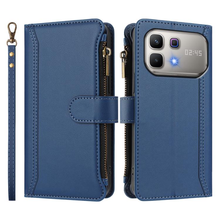 For Infinix Note 60 5G / Note 60 Pro 5G Magnetic Closure 9 Card Slots Zipper Leather Case with Hand Strap