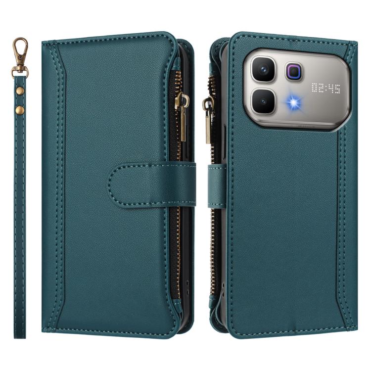 For Infinix Note 60 5G / Note 60 Pro 5G Magnetic Closure 9 Card Slots Zipper Leather Case with Hand Strap