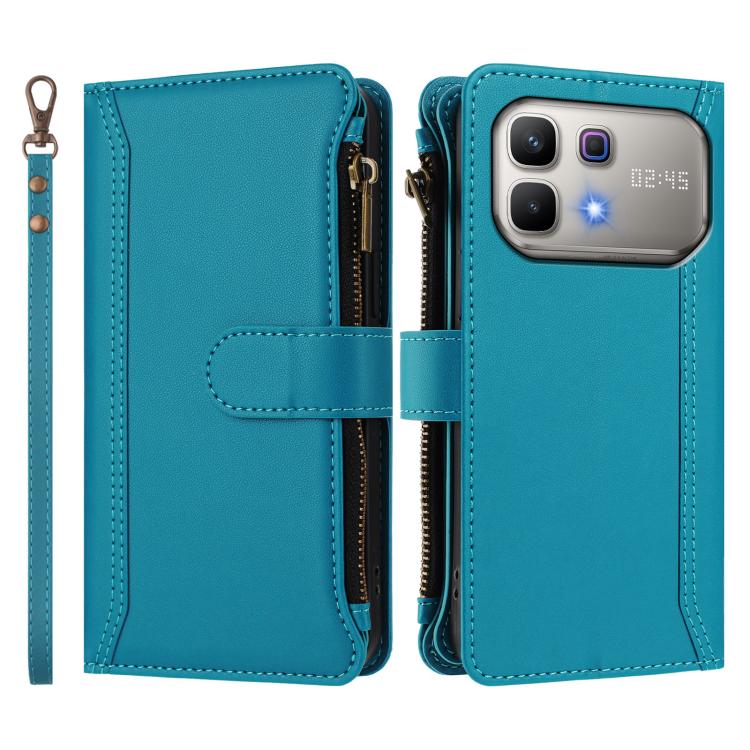 For Infinix Note 60 5G / Note 60 Pro 5G Magnetic Closure 9 Card Slots Zipper Leather Case with Hand Strap