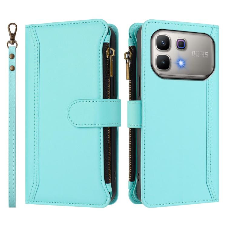 For Infinix Note 60 5G / Note 60 Pro 5G Magnetic Closure 9 Card Slots Zipper Leather Case with Hand Strap