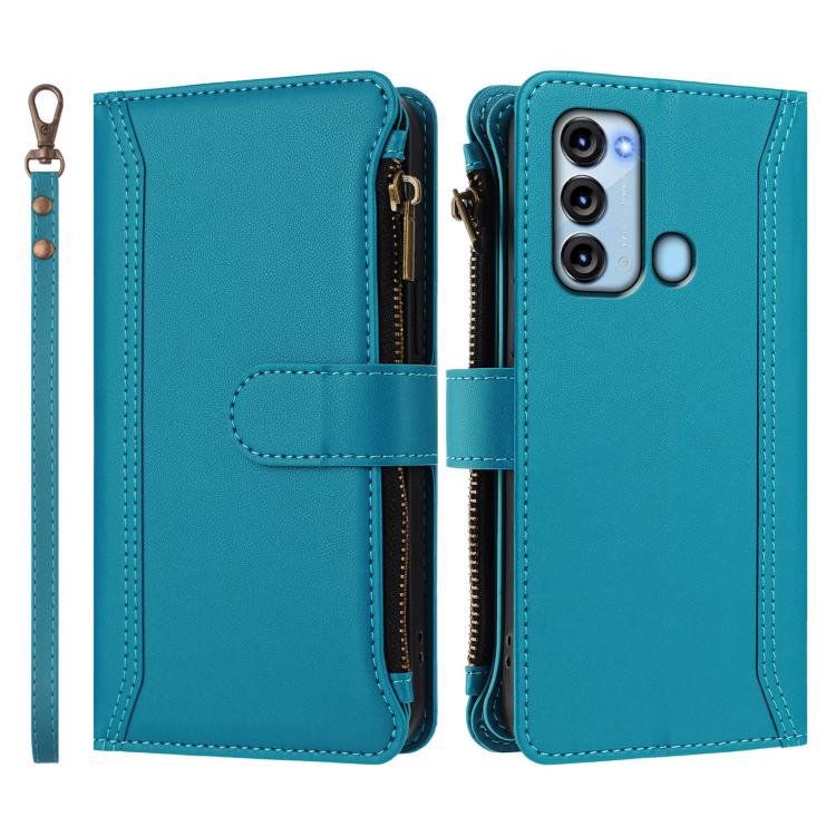 For itel S17 / Vision 3 Magnetic Closure 9 Card Slots Zipper Leather Case with Hand Strap