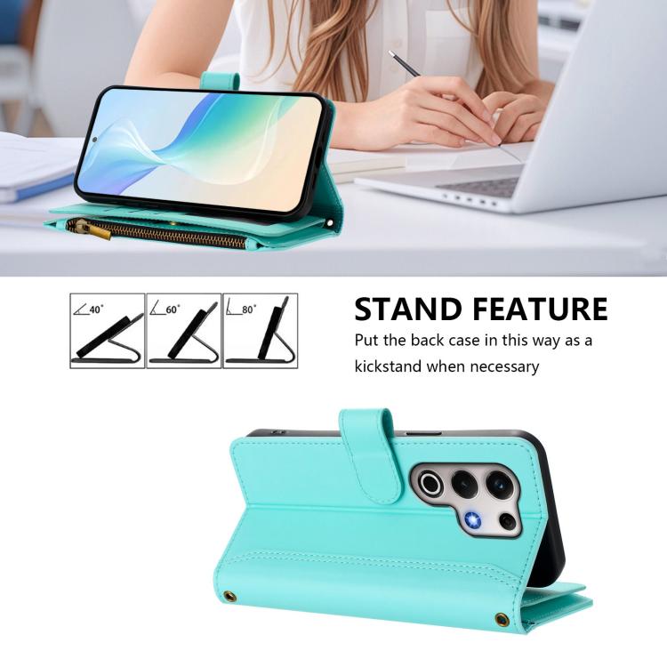 For itel S25 Ultra 4G Magnetic Closure 9 Card Slots Zipper Leather Case with Hand Strap