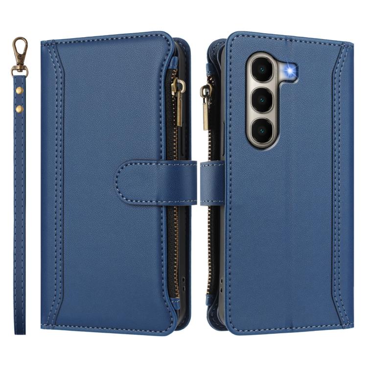 For itel A95 5G Magnetic Closure 9 Card Slots Zipper Leather Case with Hand Strap