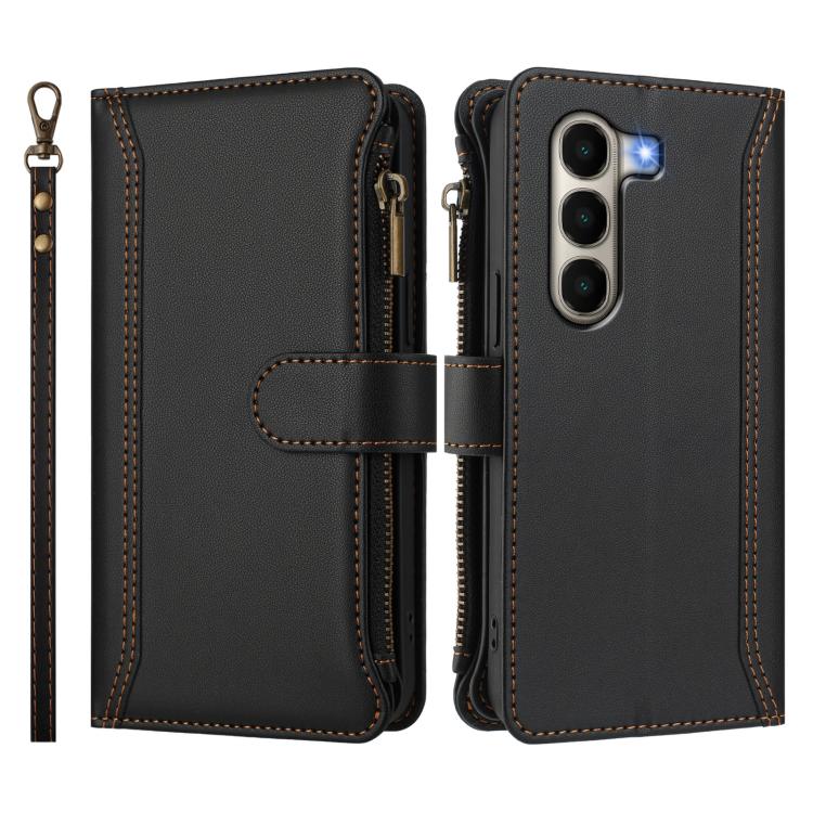 For itel A95 5G Magnetic Closure 9 Card Slots Zipper Leather Case with Hand Strap