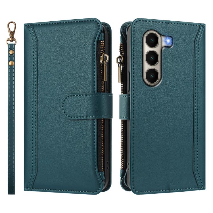 For itel A95 5G Magnetic Closure 9 Card Slots Zipper Leather Case with Hand Strap
