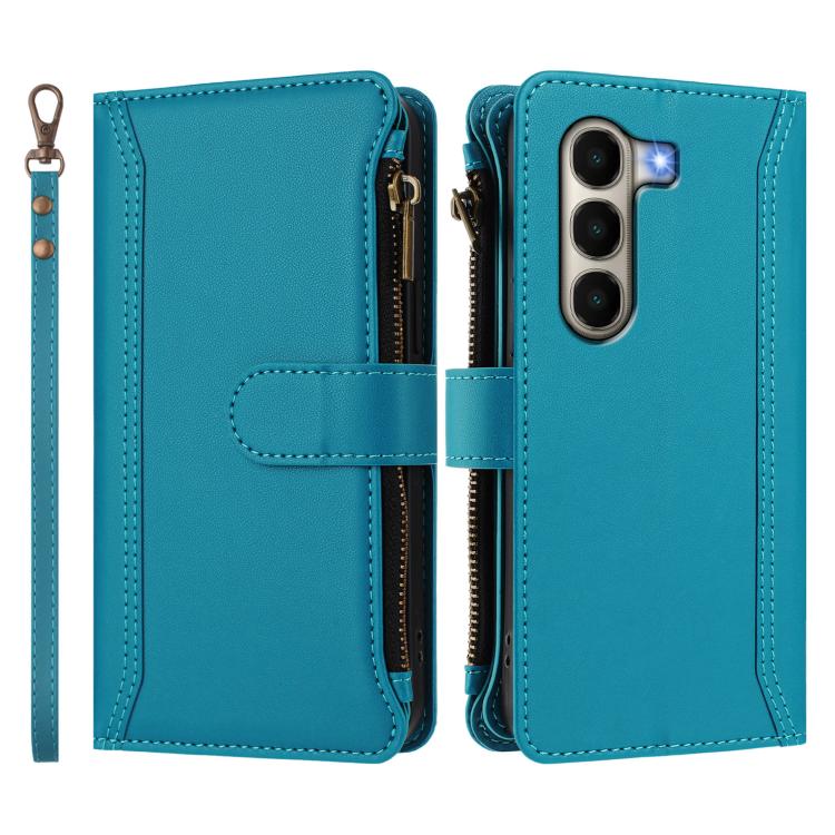 For itel A95 5G Magnetic Closure 9 Card Slots Zipper Leather Case with Hand Strap
