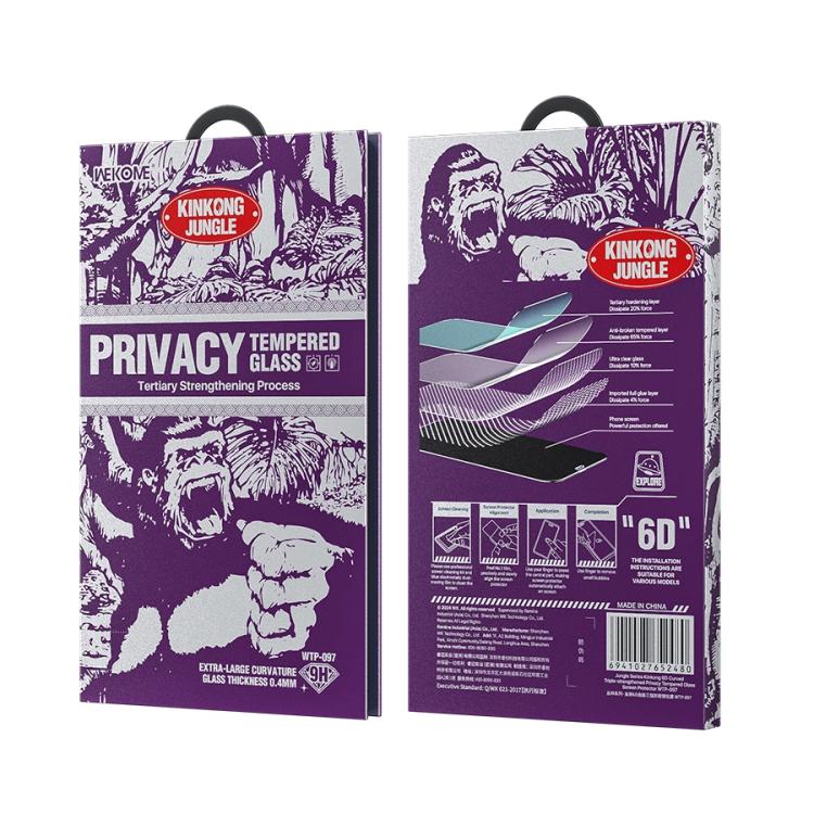 For iPhone 16 / 15 WK WTP-097 Jungle Series Kinkong 6D Curved Privacy Tempered Glass Film