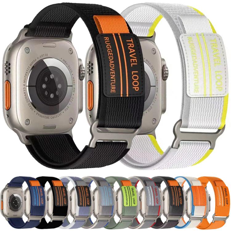 For Apple Watch 42mm / 41mm / 40mm / 38mm xDfind Double Section Metal Buckle Loop Nylon Braided Watch Band