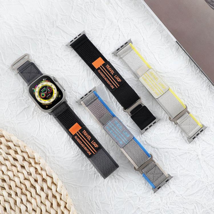 For Apple Watch 42mm / 41mm / 40mm / 38mm xDfind Double Section Metal Buckle Loop Nylon Braided Watch Band