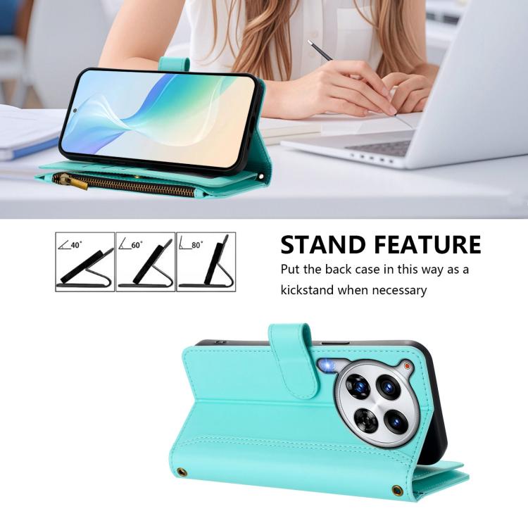 For Tecno Camon 30 Premier Magnetic Closure 9 Card Slots Zipper Leather Case with Hand Strap