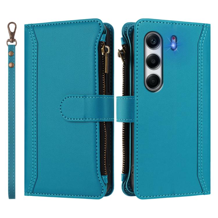 For Tecno Camon 40 Pro 4G Global Magnetic Closure 9 Card Slots Zipper Leather Case with Hand Strap