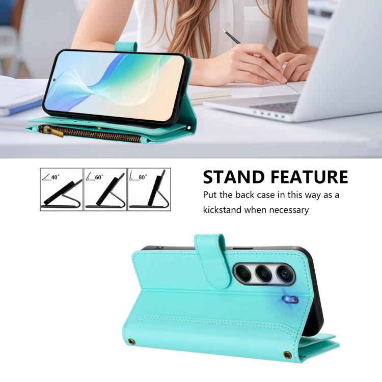 For Tecno Camon 40 Pro 4G Global Magnetic Closure 9 Card Slots Zipper Leather Case with Hand Strap