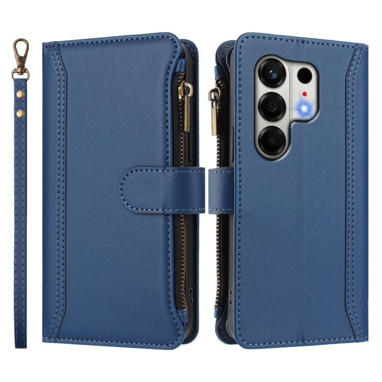 For Tecno Camon 50 4G / CN5 Magnetic Closure 9 Card Slots Zipper Leather Case with Hand Strap