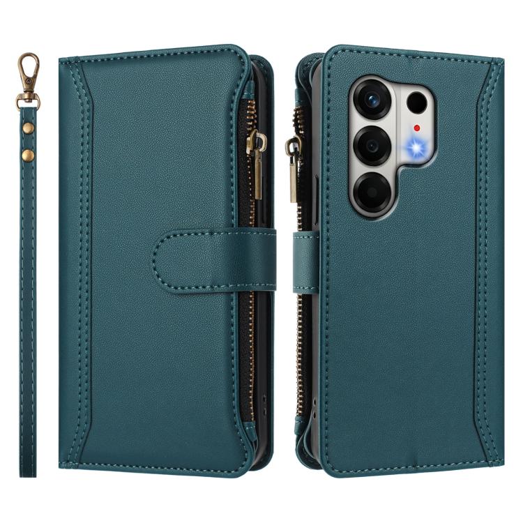 For Tecno Camon 50 4G / CN5 Magnetic Closure 9 Card Slots Zipper Leather Case with Hand Strap