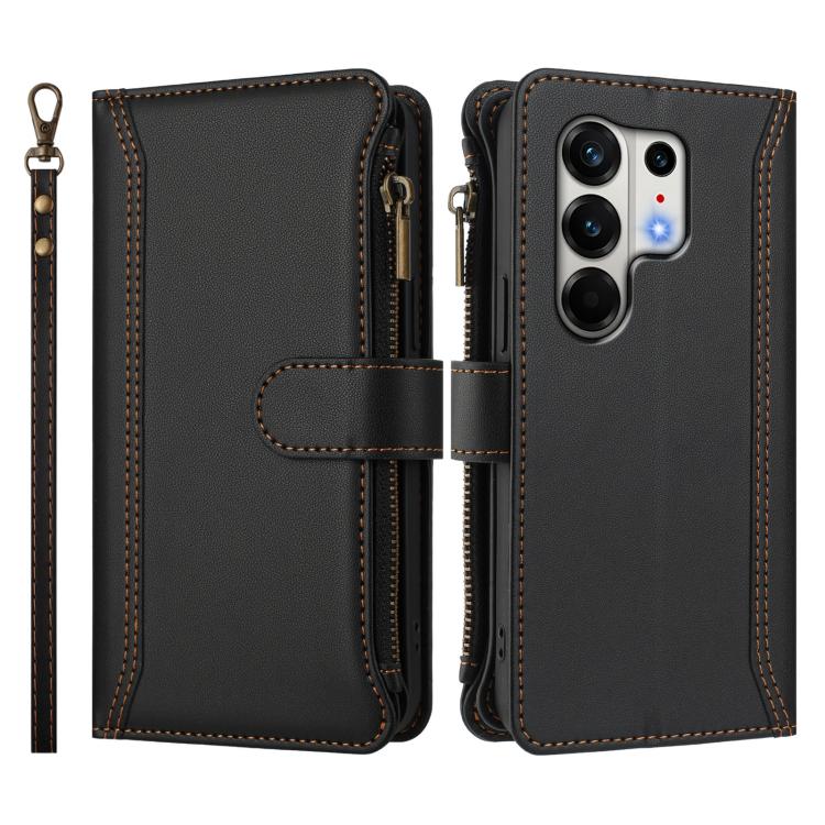 For Tecno Camon 50 Pro 4G Magnetic Closure 9 Card Slots Zipper Leather Case with Hand Strap