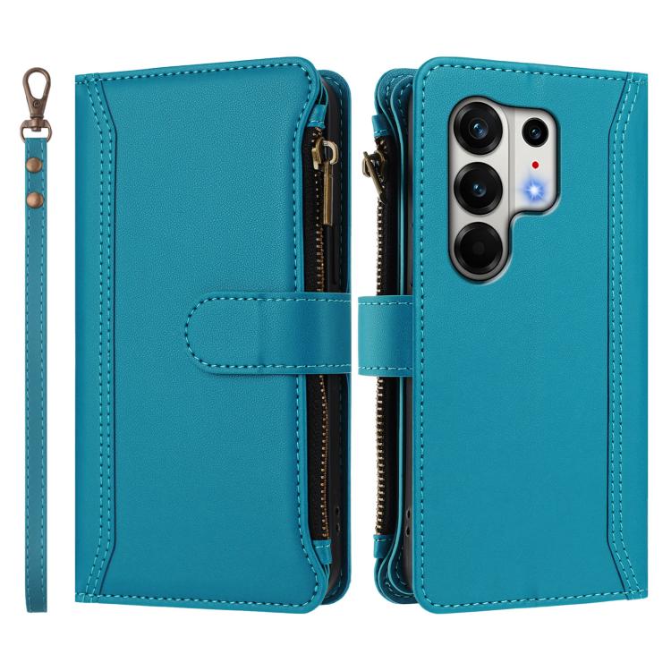 For Tecno Camon 50 Pro 4G Magnetic Closure 9 Card Slots Zipper Leather Case with Hand Strap