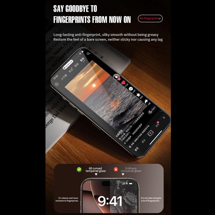 For iPhone 15 Pro Max WK WTP-116 Easy Install 6D Curved Ultra-Fine Edge Privacy Tempered Glass Film
