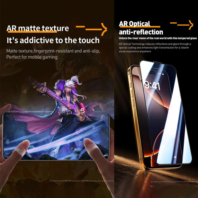 For iPhone 16 Pro WK WTP-117 Easy Install 6D Curved Ultra-Fine Edge AR Frosted Tempered Glass Film