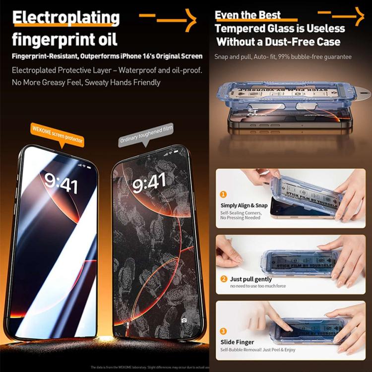 For iPhone 14 Pro WK WTP-117 Easy Install 6D Curved Ultra-Fine Edge AR Frosted Tempered Glass Film
