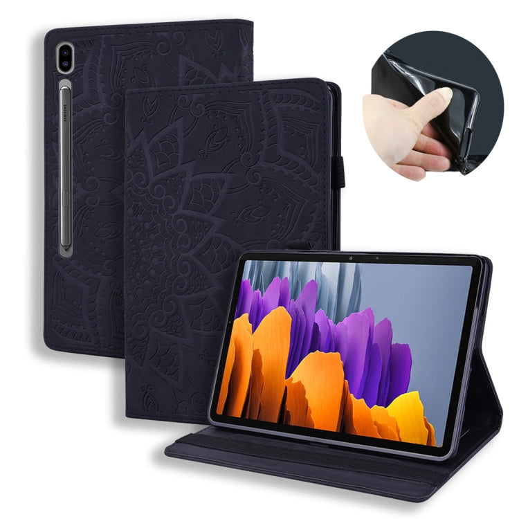 For Samsung Galaxy Tab S8 / Galaxy Tab S7 Calf Texture Embossed Horizontal Flip Leather Case with Holder & Card Slots & Photo Frame