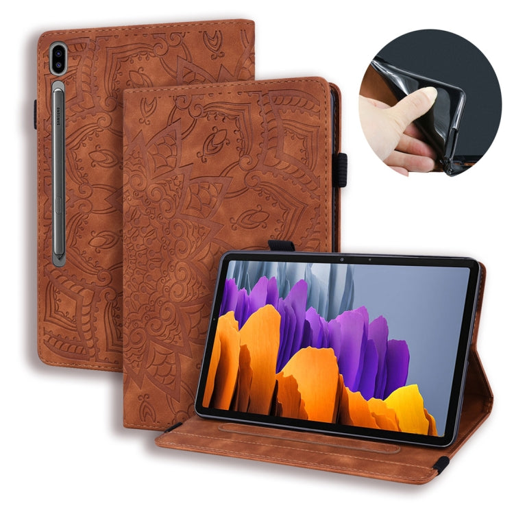 For Samsung Galaxy Tab S8 / Galaxy Tab S7 Calf Texture Embossed Horizontal Flip Leather Case with Holder & Card Slots & Photo Frame