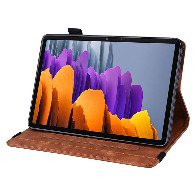 For Samsung Galaxy Tab S8 / Galaxy Tab S7 Calf Texture Embossed Horizontal Flip Leather Case with Holder & Card Slots & Photo Frame