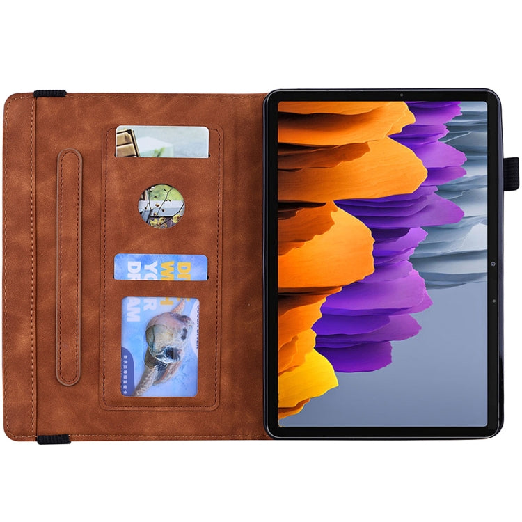 For Samsung Galaxy Tab S8 / Galaxy Tab S7 Calf Texture Embossed Horizontal Flip Leather Case with Holder & Card Slots & Photo Frame