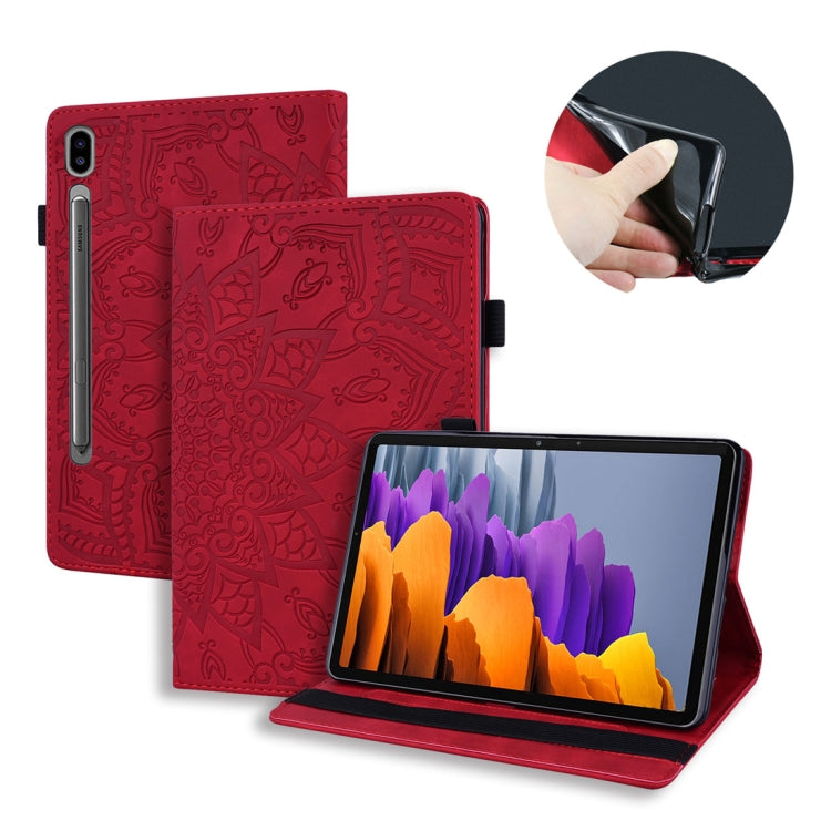 For Samsung Galaxy Tab S8 / Galaxy Tab S7 Calf Texture Embossed Horizontal Flip Leather Case with Holder & Card Slots & Photo Frame