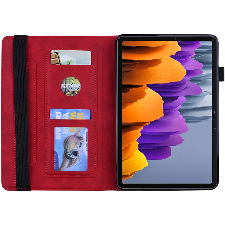 For Samsung Galaxy Tab S8 / Galaxy Tab S7 Calf Texture Embossed Horizontal Flip Leather Case with Holder & Card Slots & Photo Frame