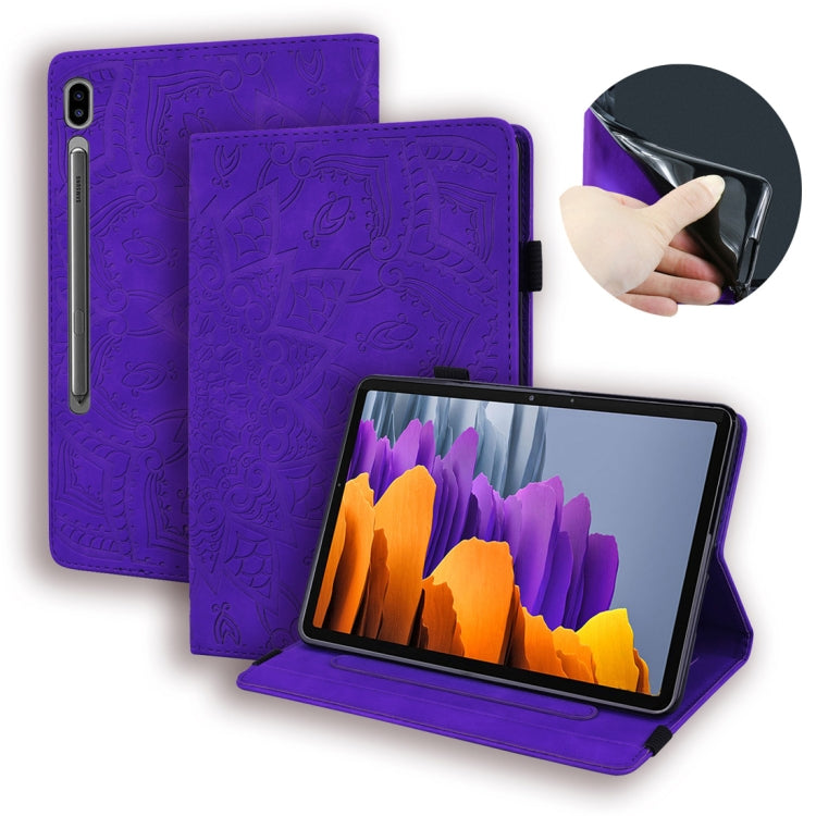 For Samsung Galaxy Tab S8 / Galaxy Tab S7 Calf Texture Embossed Horizontal Flip Leather Case with Holder & Card Slots & Photo Frame