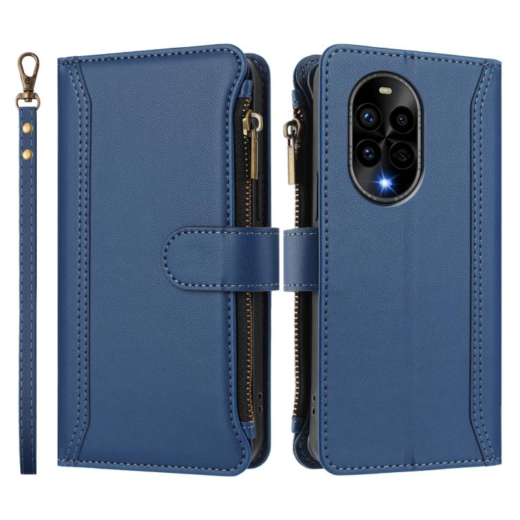 For Huawei nova 13 Pro Magnetic Closure 9 Card Slots Zipper Leather Case with Hand Strap